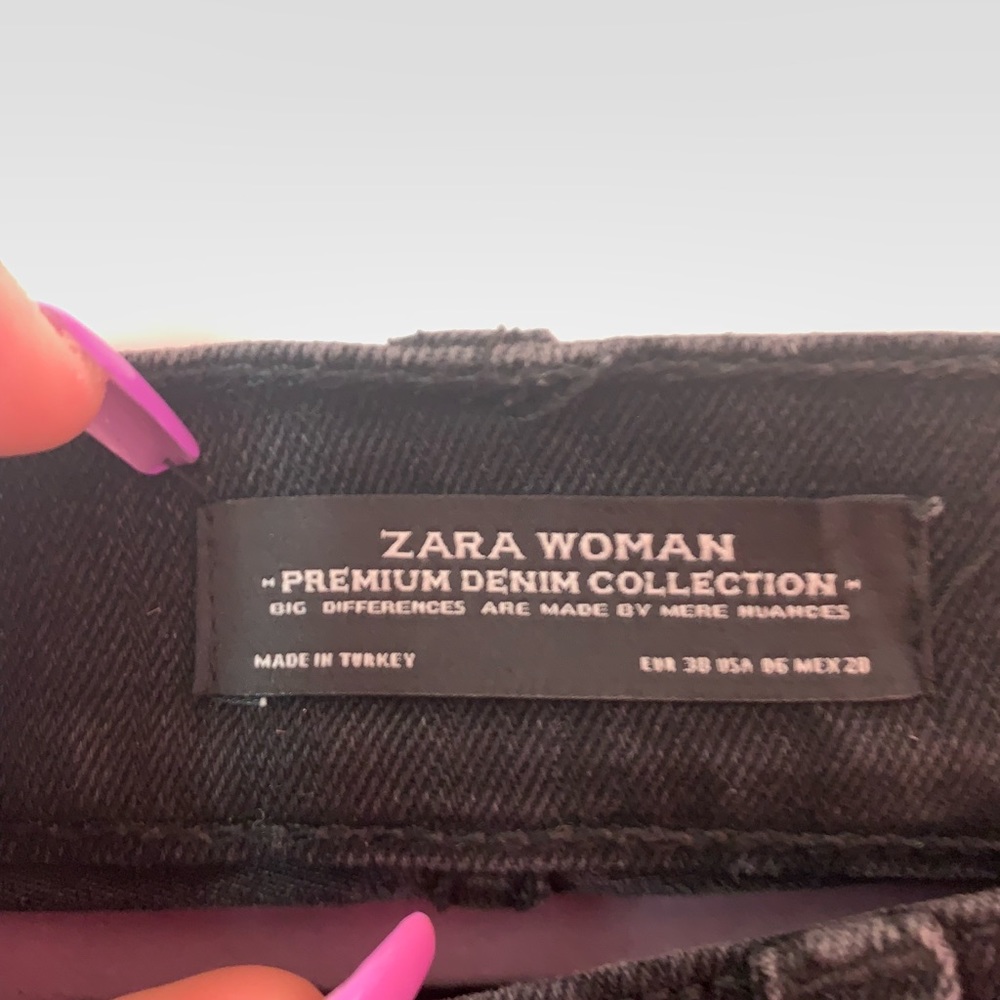 Zara black cropped jeans with zipper details - Picture 6 of 8